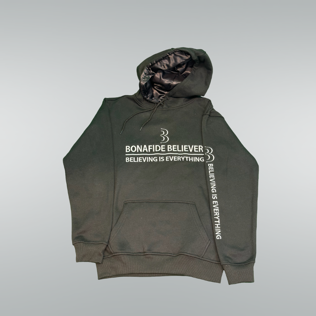 Satin Bonafide Believer Hoodie – Black