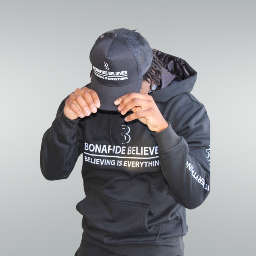 Satin Bonafide Believer Hoodie – Black