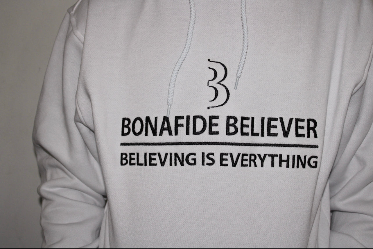 Satin Bonafide Believer Hoodie – White