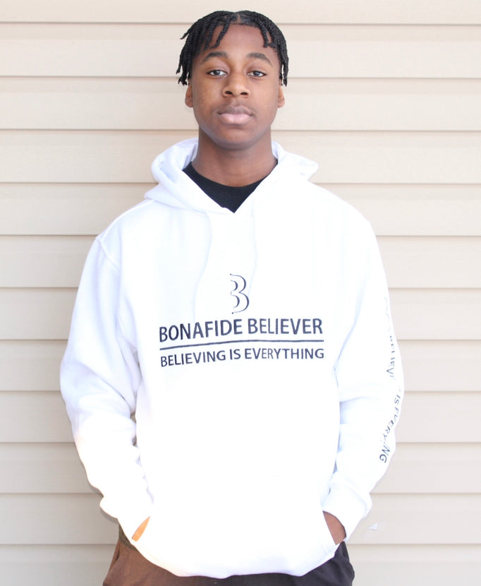 Satin Bonafide Believer Hoodie – White