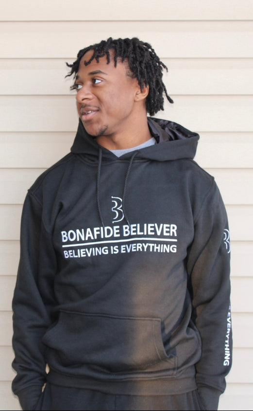 Satin Bonafide Believer Hoodie – Black