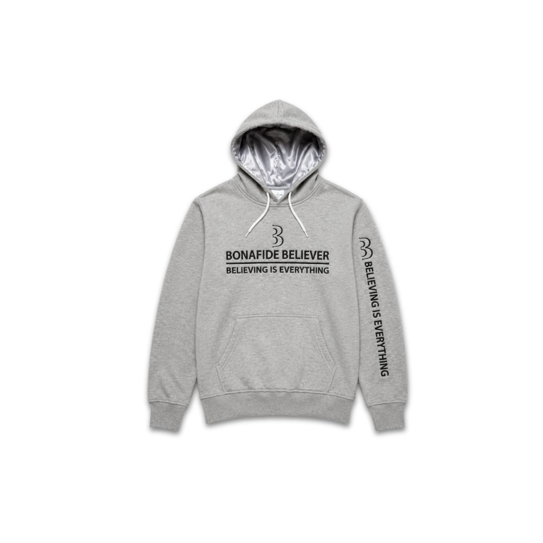 Satin Bonafide Believer Hoodie – Gray