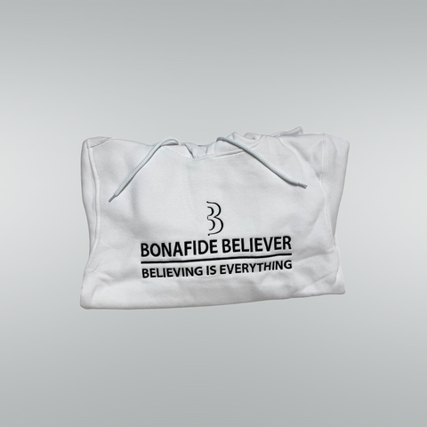 Satin Bonafide Believer Hoodie – White