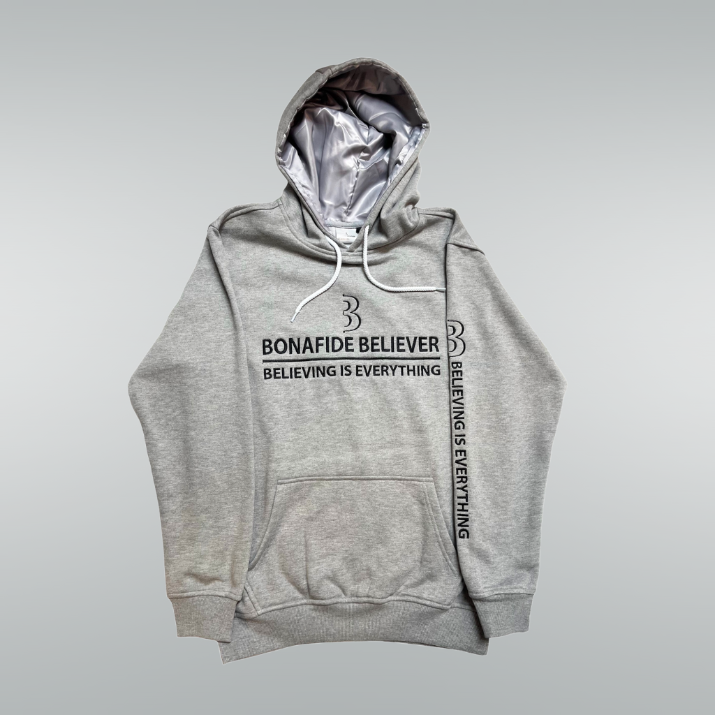 Satin Bonafide Believer Hoodie – Gray