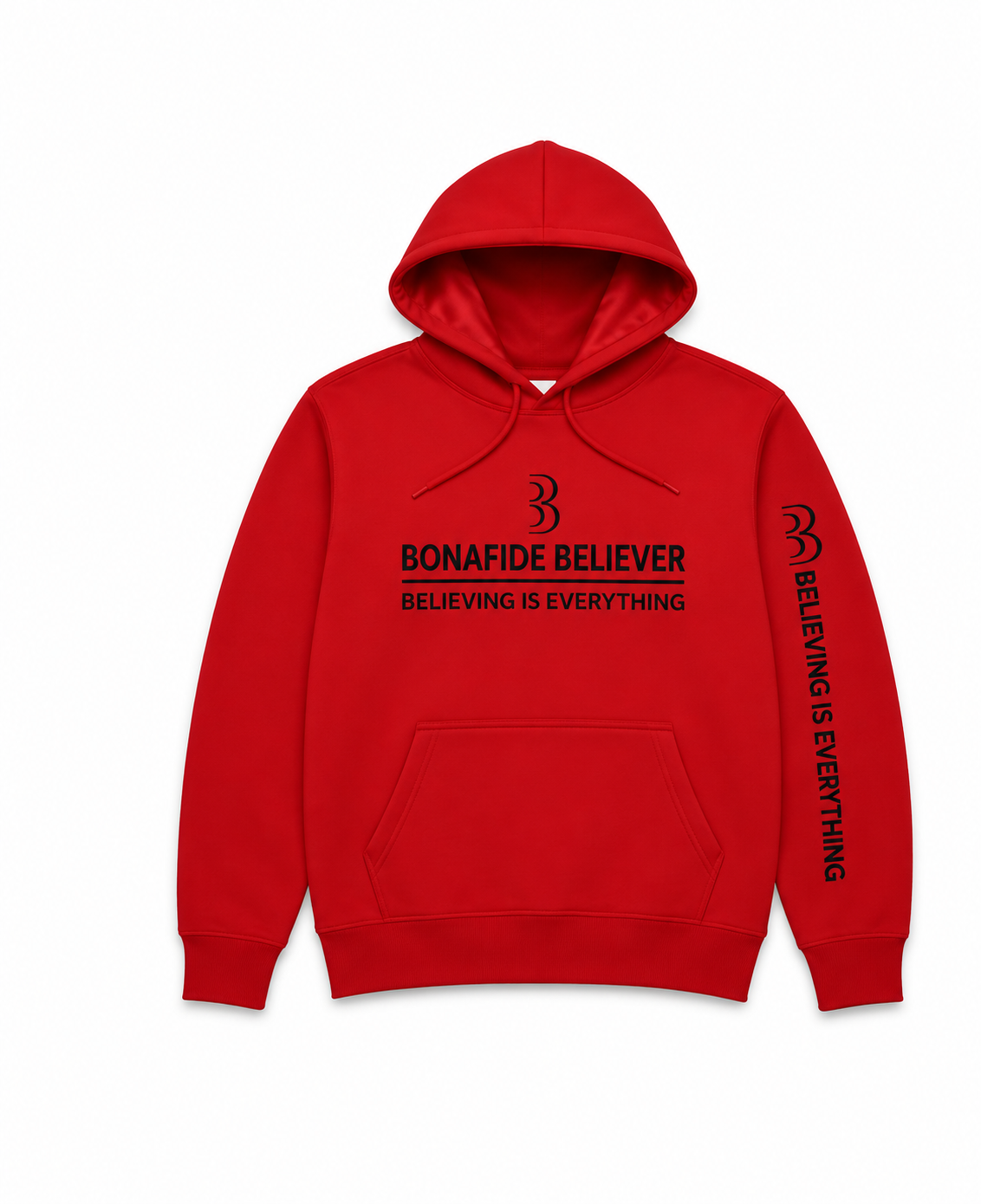 Bonafide Believer™ Red Satin-Lined Hoodie | Premium Unisex Streetwear