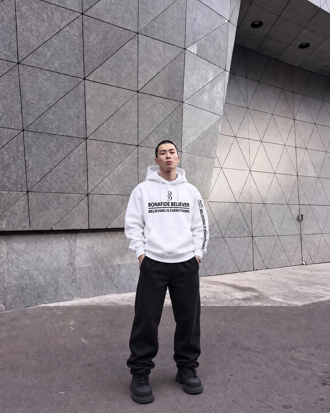 Bonafide Believer™ White Satin-Lined Hoodie | Premium Unisex Streetwear