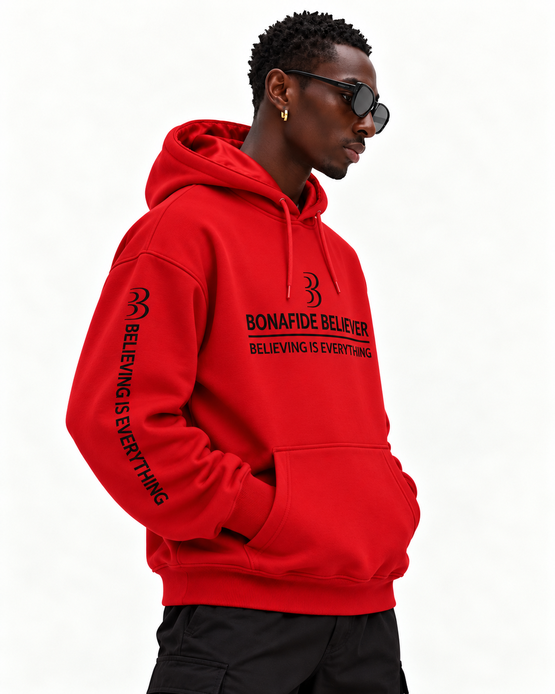 Bonafide Believer™ Red Satin-Lined Hoodie | Premium Unisex Streetwear