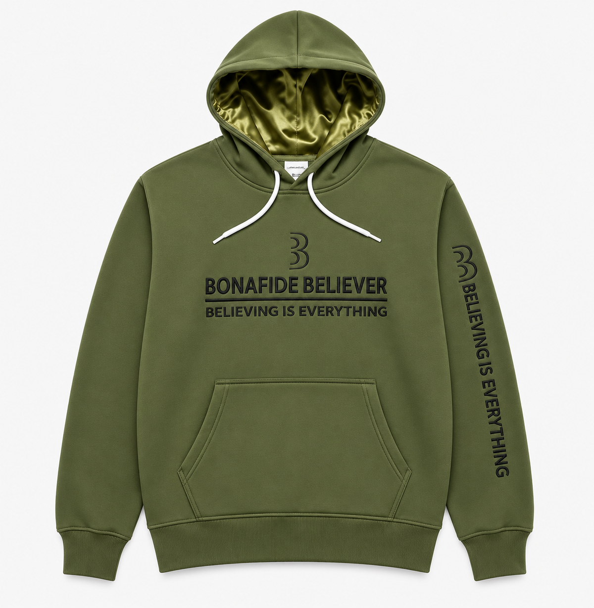 Bonafide Believer™ Green Satin-Lined Hoodie | Premium Unisex Streetwear