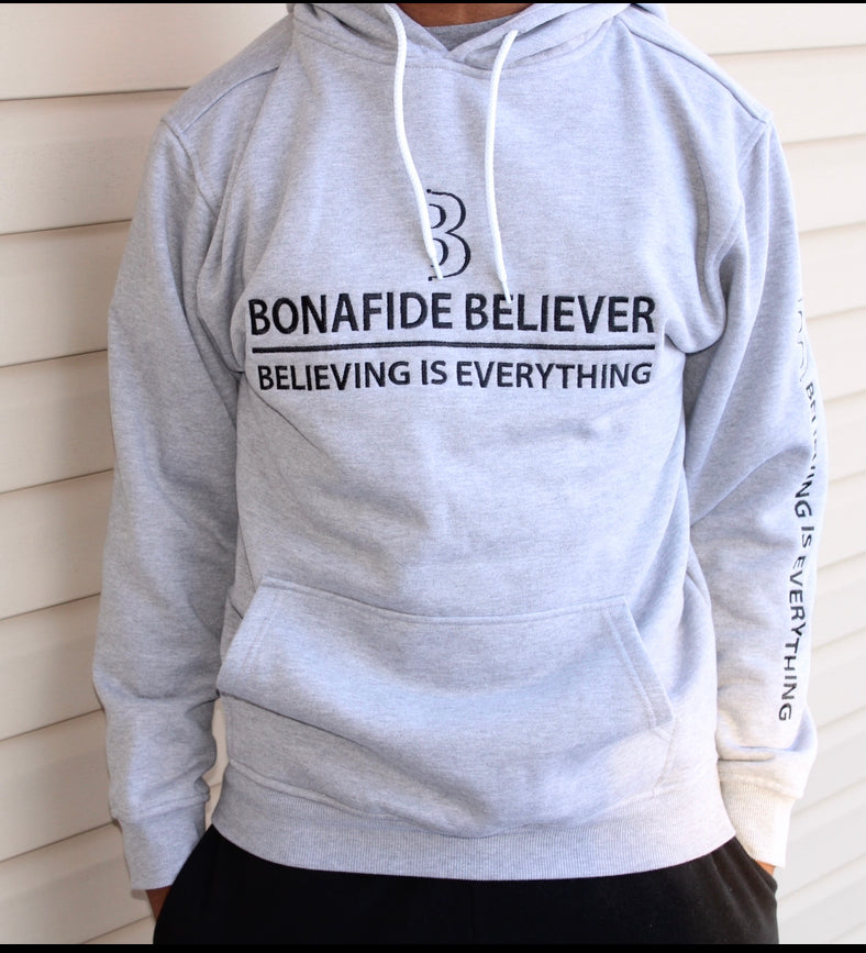 Satin Bonafide Believer Hoodie – Gray