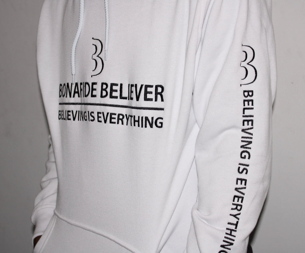 Satin Bonafide Believer Hoodie – White