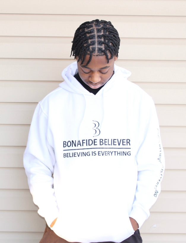 Satin Bonafide Believer Hoodie – White