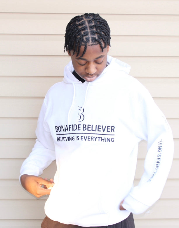 Satin Bonafide Believer Hoodie – White