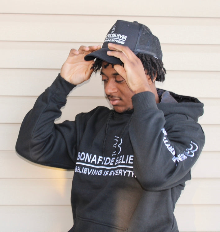 Satin Bonafide Believer Hoodie – Black