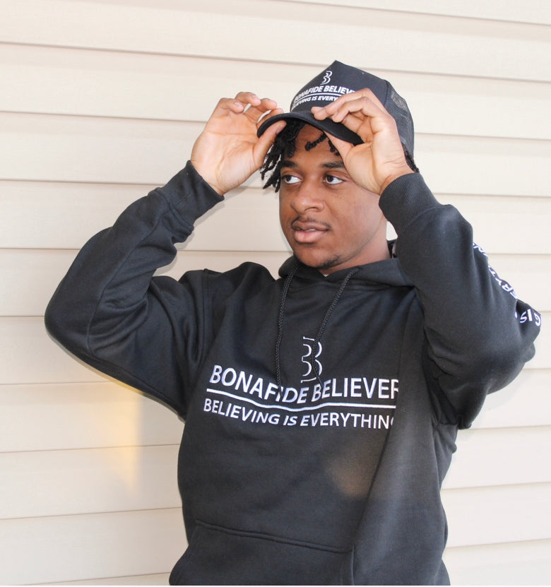 Satin Bonafide Believer Hoodie – Black