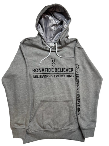 Satin Bonafide Believer Hoodie – Gray