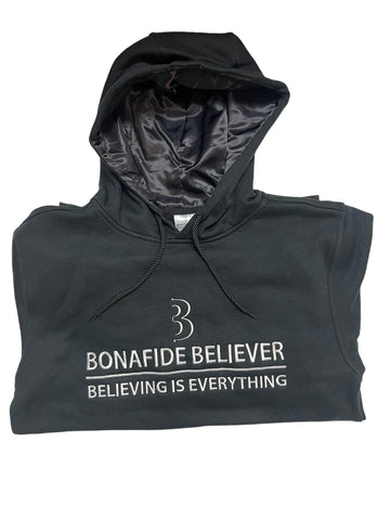 Satin Bonafide Believer Hoodie – Black