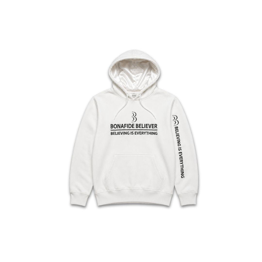 Satin Bonafide Believer Hoodie – White