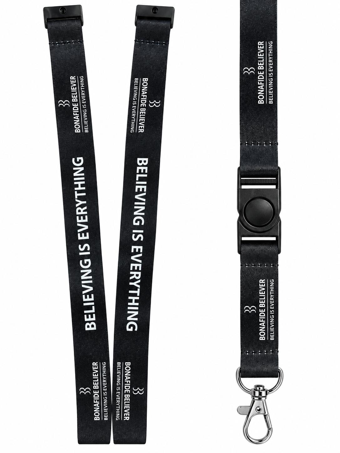 Bonafide Believer™ Black Christian Lanyard | White Logo